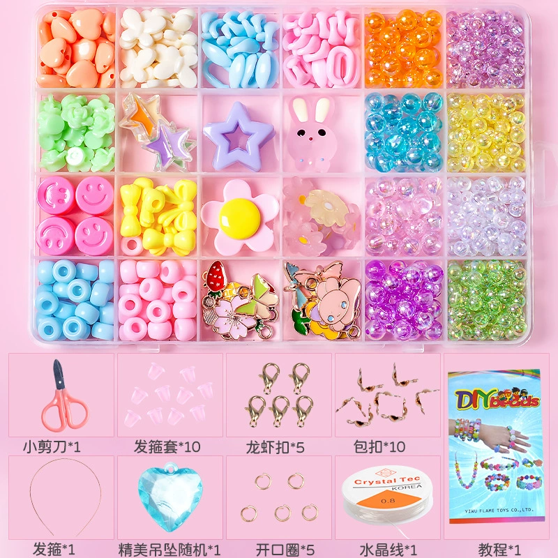Beaded Children's Bracelet Kit, 24-Cell Organizer, Handmade Multicolor Beads