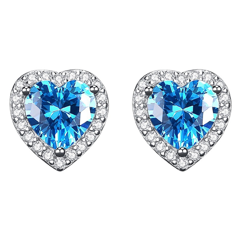 S925 plata esterlina en forma de corazón pendientes de cristal Luz de lujo de alto grado pendientes amor al por mayor ins estilo exquisito estilo lindo