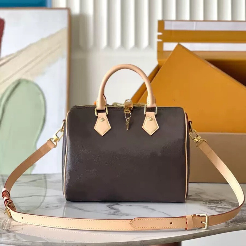 (Guangzhou Cross-Border High-Quality Version) New Vintage Pattern Boston Bag Speedy 20 Pillow Bag M LV Shoulder Crossbody Bag (Guangzhou Cross-Border High-Quality Version) New Vintage Pattern Boston Bag Speedy 20 Pillow Bag M LV Shoulder Crossbody Bag