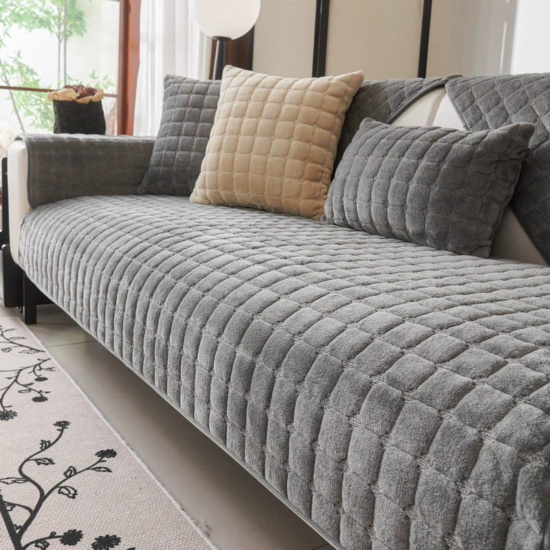 Flannel Plush Sofa Cover, Increased Thickness Non-Slip, Cushion & Pillowcase Options, 70–110 cm