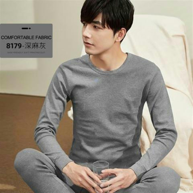 Deep -gray round neck suit [A real set]