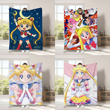 跨境日本二次元动漫美少女战士毛毯儿童卡通法兰绒印花四季毛绒毯