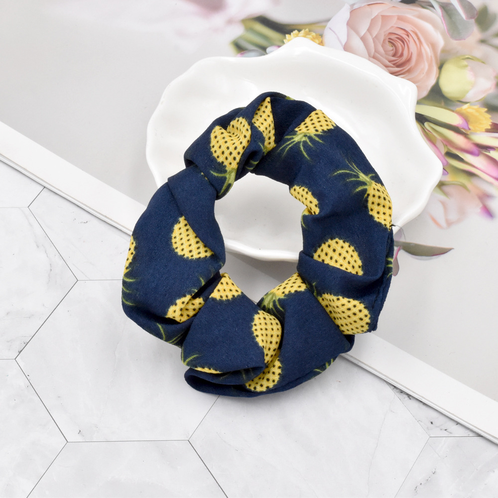 Retro Pineapple Fruit Fabric Printed Hair Rope display picture 2