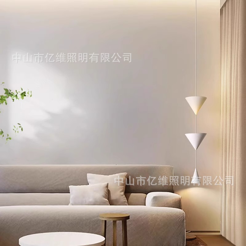 Modern minimalist bedside pendant lamp bedroom single head small pendant light simple restaurant bar counter high cone creative wire pendant light