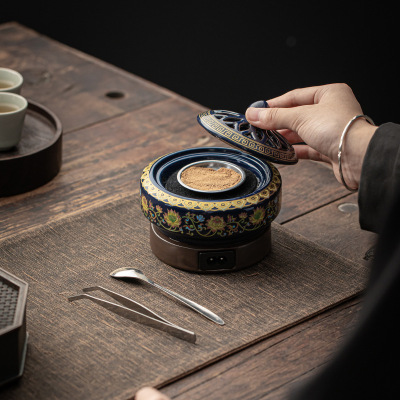 琺琅電子香薰爐香粉香精定時調溫加熱電薰爐熏香爐精油景泰藍香爐