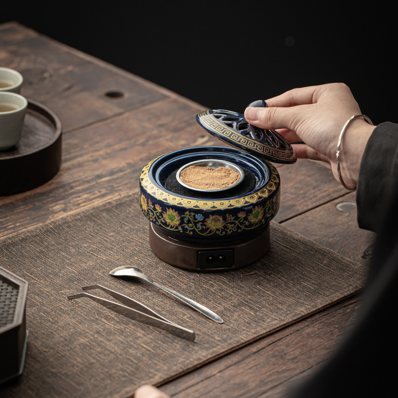 琺琅電子香薰爐香粉香精定時調溫加熱電薰爐熏香爐精油景泰藍香爐