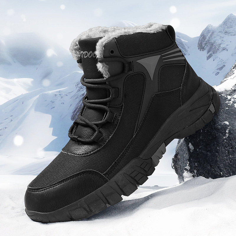 Cross-border botas de nieve de los hombres de invierno cálido forro polar grueso alto-top zapatos de algodón al aire libre impermeable antideslizante más tamaño botas de algodón