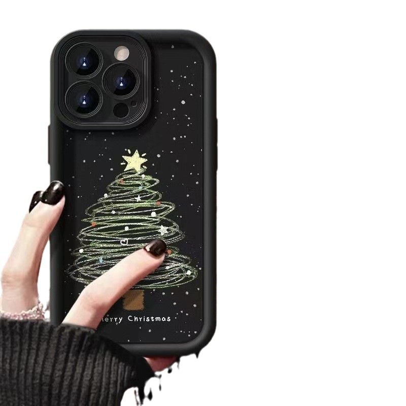 Árbol de Navidad europeo y americano para iphone16promax funda para teléfono móvil Apple 15 anti-caída 14/13pro12 nuevo x