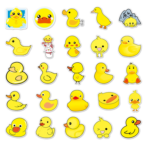 50 little yellow duck cartoon animals cute suitcase laptop bicycle car waterproof decorative stickers