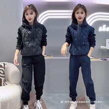 2025冬新款休闲运动服套装女加绒加厚夹棉卫衣卫裤两件套连帽保暖