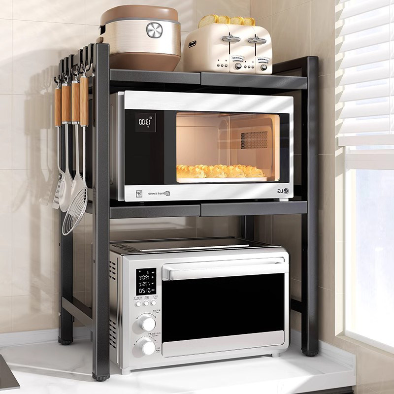 Kitchen Microwave Oven Rack, Extendable Multi-Layer Oven Stand, Desktop Countertop Rice Cooker Storage Shelf