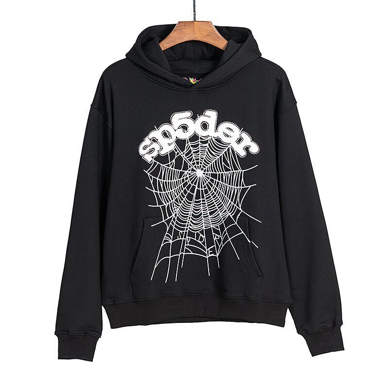 sp5der Spider Web Print Hoodie Black