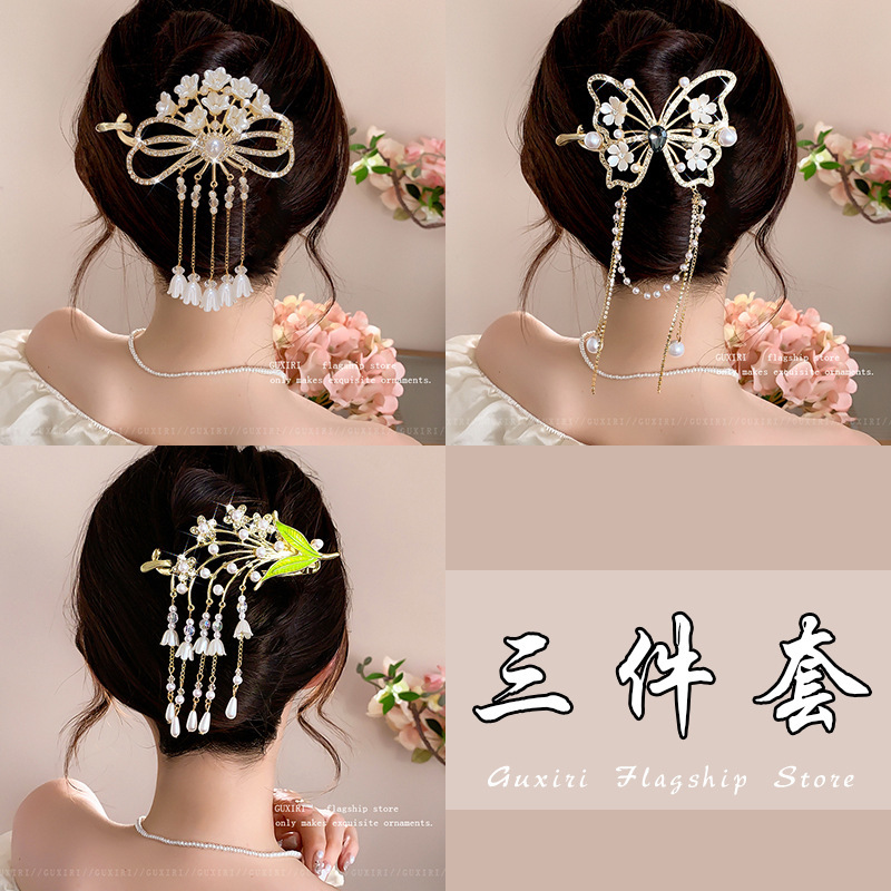 蝶結びタッセルヘアクリップ 女性用 後頭部用 2025年新作 高級ツイストワンワードクリップ 高級感のあるヘアクリップ ヘアアクセサリー|undefined