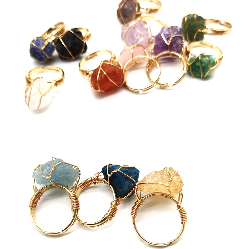 Ethnic Style Geometric Metal Plating Natural Stone Open Ring display picture 2