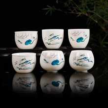 羊脂玉白瓷樱花遇热水变色主人杯单个大号陶瓷中式茶盏家用品茗杯