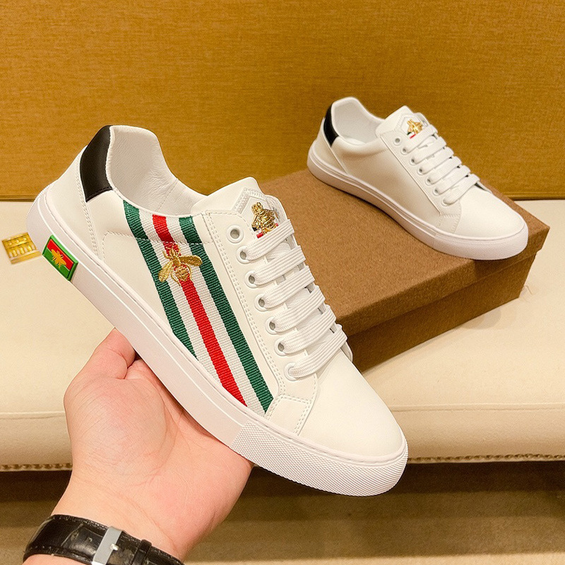 Fucci Men's Shoes 2025 New Little Bee White Shoes Men's Genuine Leather European Sneakers Easiest for Match Fashion Casual Shoes Fucci Men's Shoes 2025 New Little Bee White Shoes Men's Genuine Leather European Sneakers Easiest for Match Fashion Casual Shoes