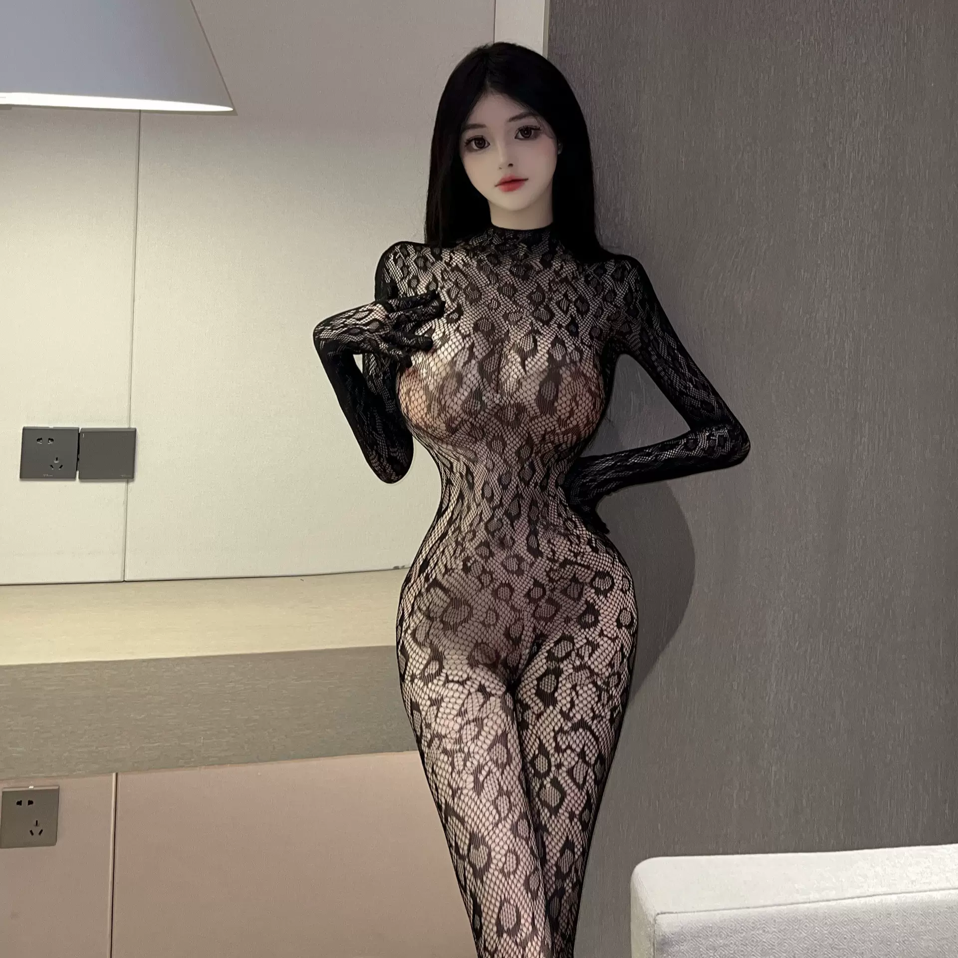 爆款连身丝袜性感开档调情约会连体网衣黑丝诱惑情趣内衣