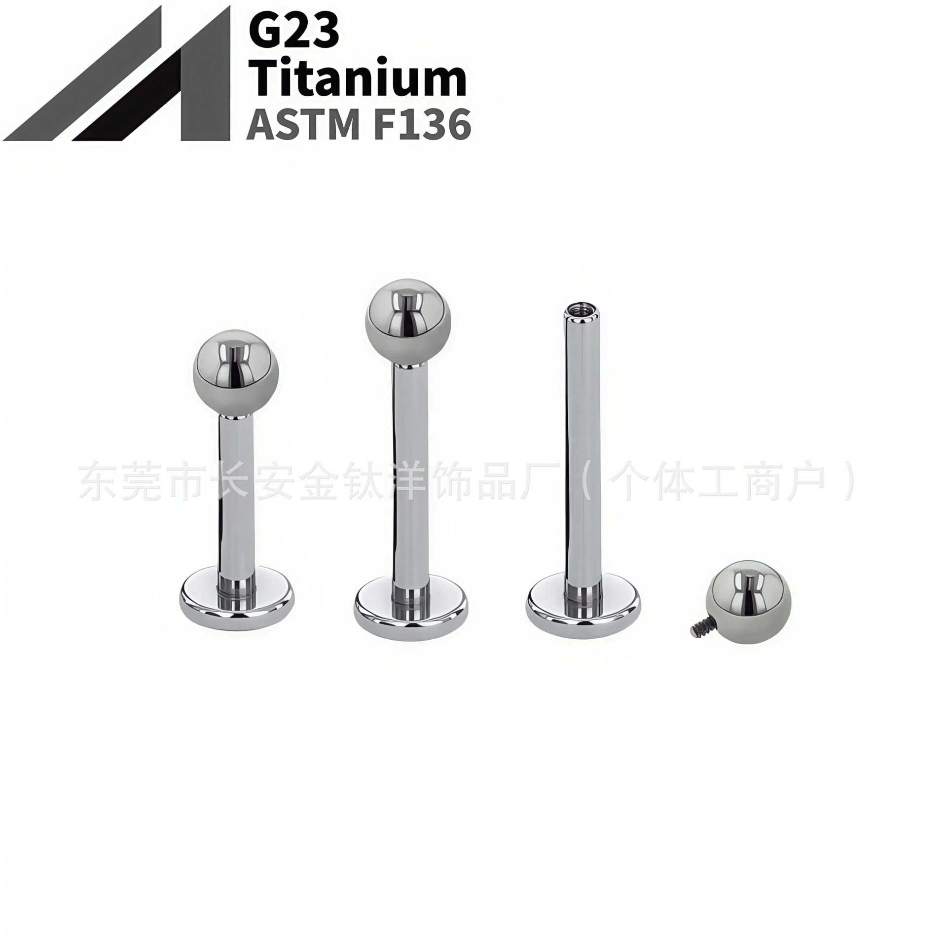16G labret stud size and finish detail