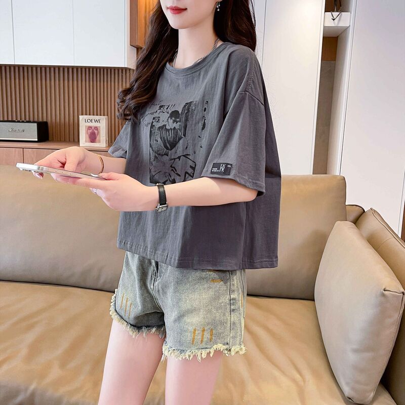 Plus Size Loose Casual Versatile 2025 Summer New Short Short-Sleeved Round Neck T-Shirt Top Plus Size Loose Casual Versatile 2025 Summer New Short Short-Sleeved Round Neck T-Shirt Top