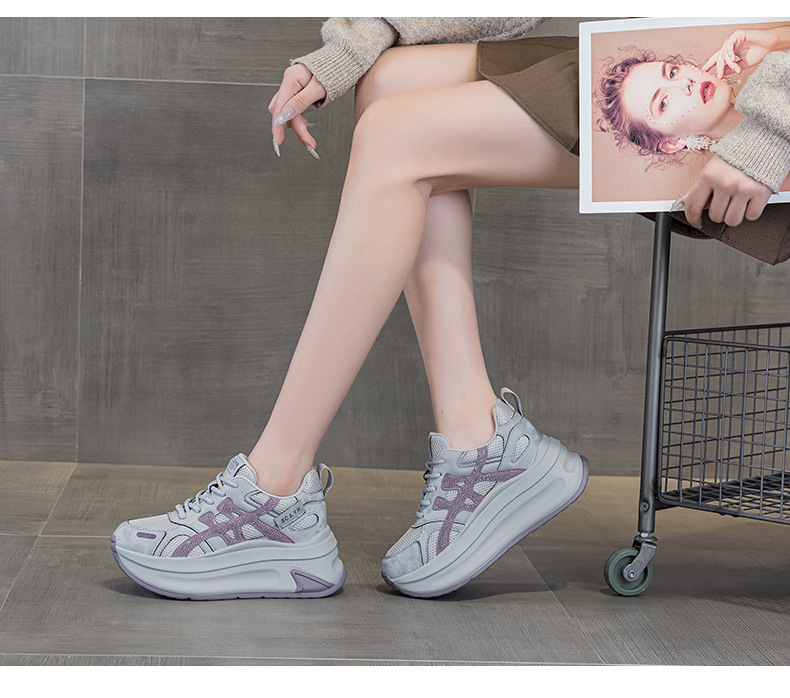 Giày sneaker nữ đế dày tăng chiều cao phong cách dad shoes mới thu 2026 — M2931 màu đen, M2931 màu nâu, M2931 màu xám chi tiết 26