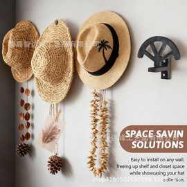 新品木质帽子架壁挂式墙上帽子收纳架礼帽展示架实木牛仔帽收纳架