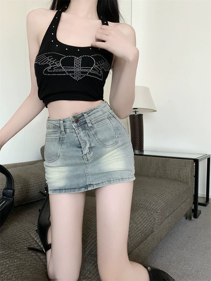 Retro denim skirt