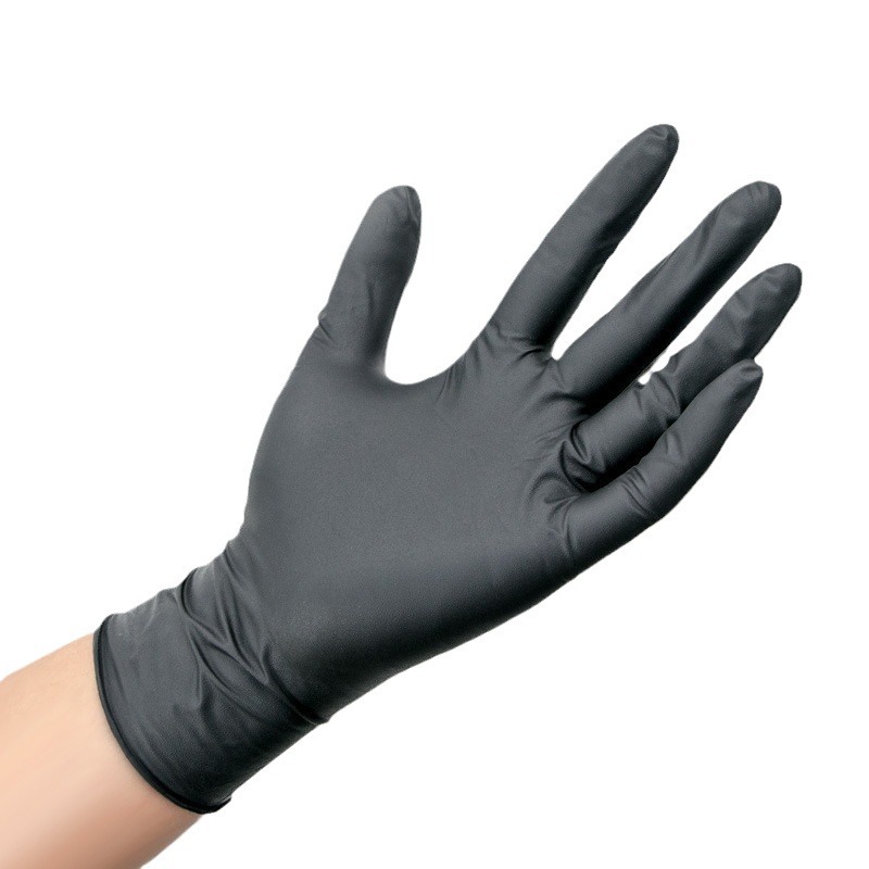 Guantes desechables de nitrilo, guantes de nitrilo duraderos negros resistentes al aceite para teñir el cabello y tatuajes en barberías
