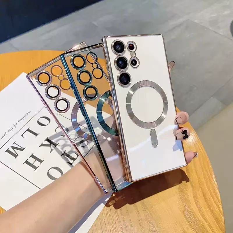 Suitable for Samsung S25Ultra Mobile Phone Case A17 Transparent A56 Electroplated A55 Magnetic Suction A54 All-Inclusive Anti-Fall Protective Case