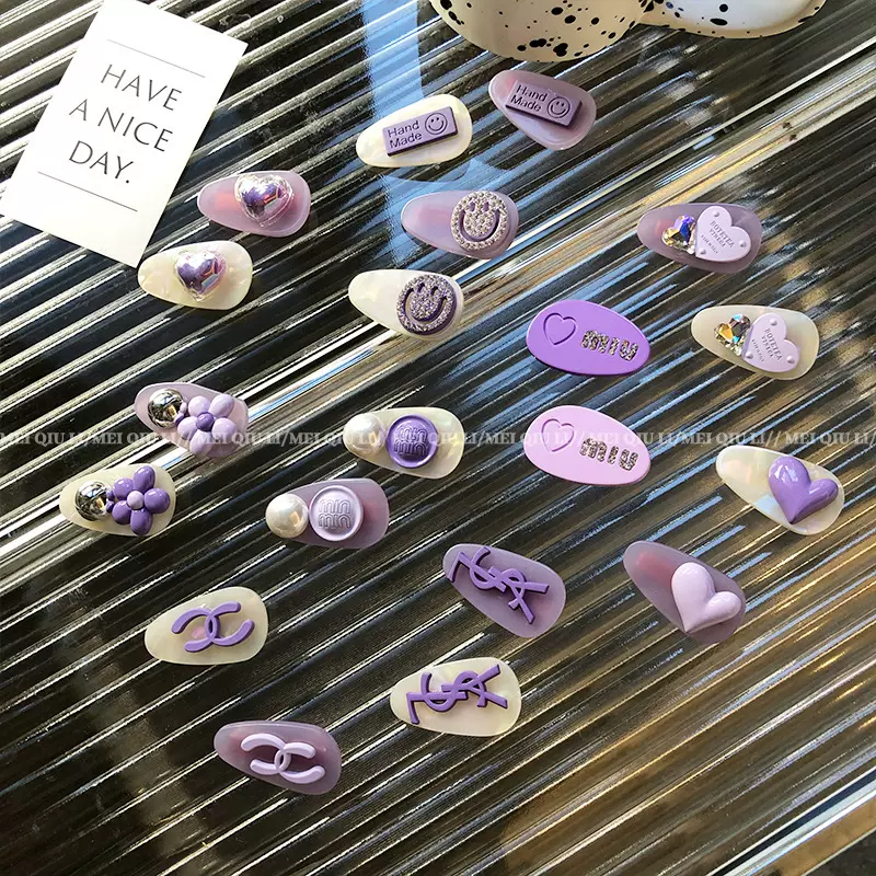春夏新款紫色系醋酸小号鸭嘴夹高级感幻彩百搭爱心刘海夹发饰女