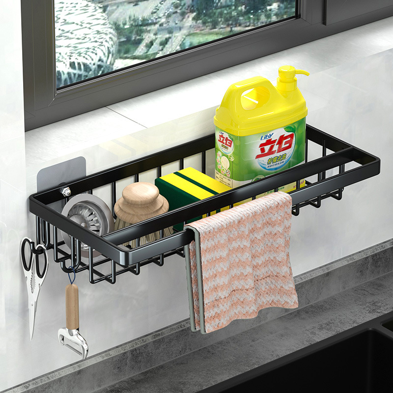 Estante de trapo grifo de la cocina fregadero de drenaje rack de secado estante de la pared colgante de almacenamiento sin perforar artefacto