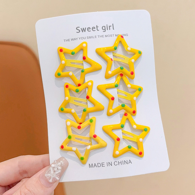 Pinza bb de color dopamina para niños cabello roto estrella de cinco puntas horquilla para niñas que no lastima el cabello, pinza para el cabello con flequillo para bebés, accesorios para el cabello lindos