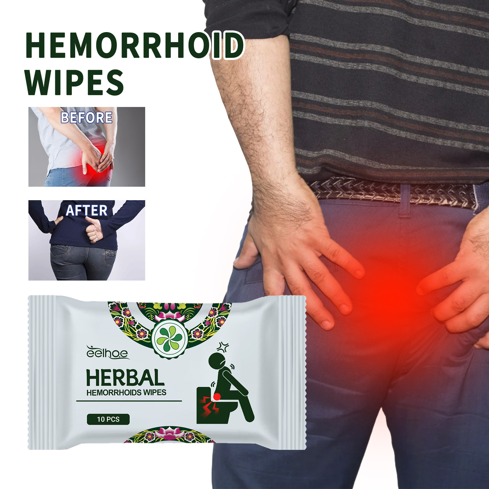 Eelhoe Anal Cleansing Wipes Anal Perineal Care External Use Moisturizing Comfortable Clean Wipes