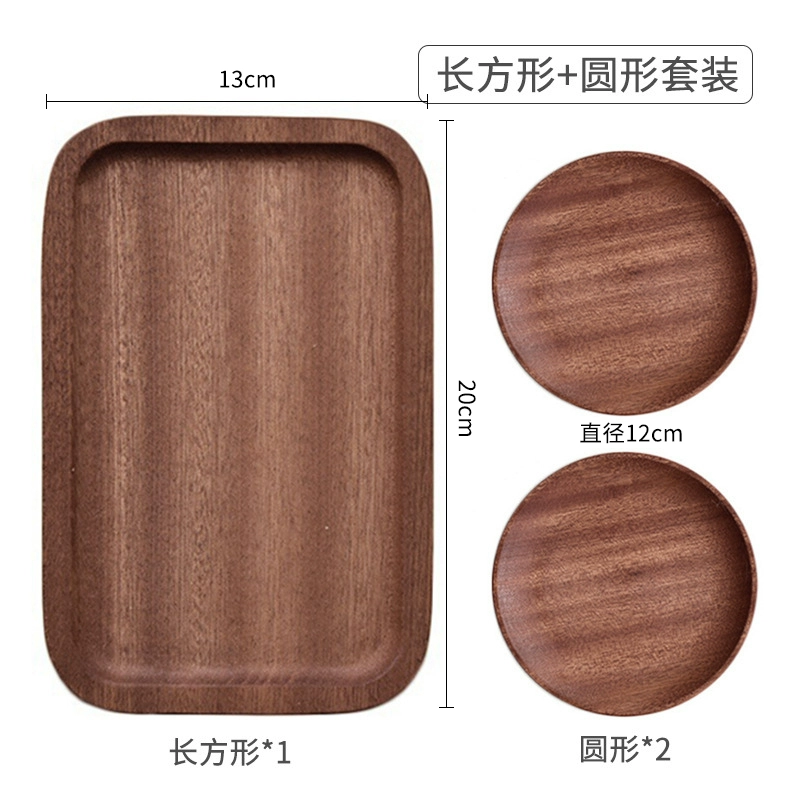 Wooden Japanese rectangular coffee dinner plate sandalwood from natural wood