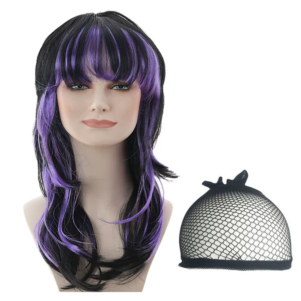 Halloween Party Cos Two-Color Wig 70S Rock Costume Wig Set Gradient Color Curly Hair Headgear Props