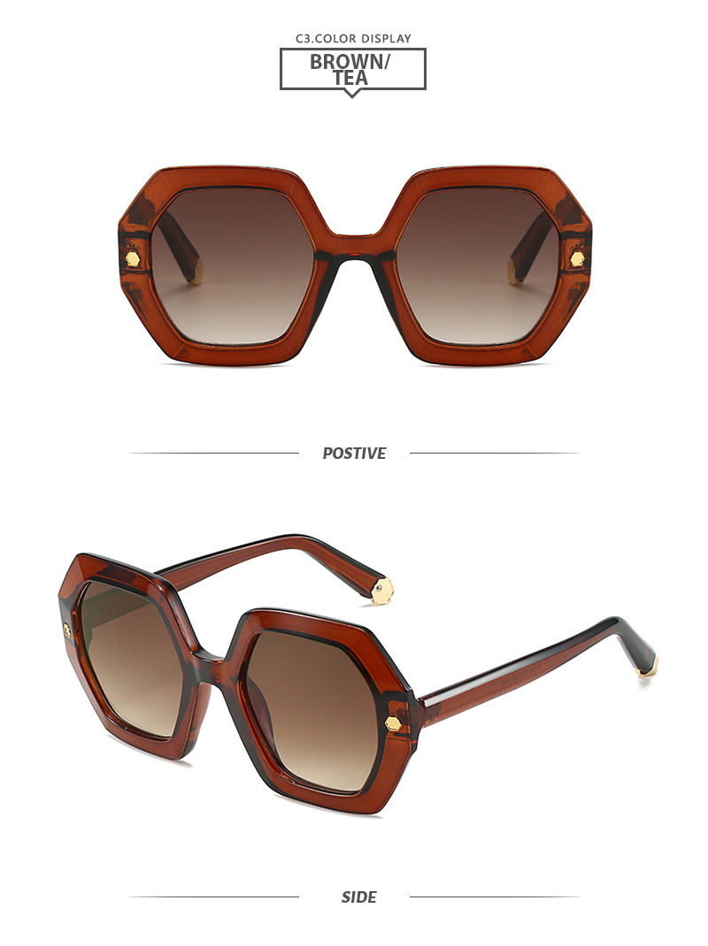 Hexagon Pattern Unisex Gender Fashion Hexagon PC UV400 Protection Polygon Full Frame Women's Sunglasses