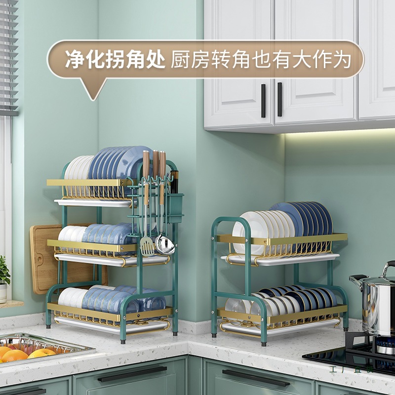 Estante de cocina Estante de almacenamiento de platos Estante de almacenamiento de platos Estante de drenaje Estante de platos multifuncional Estante de platos y palillos Caja de almacenamiento Armario