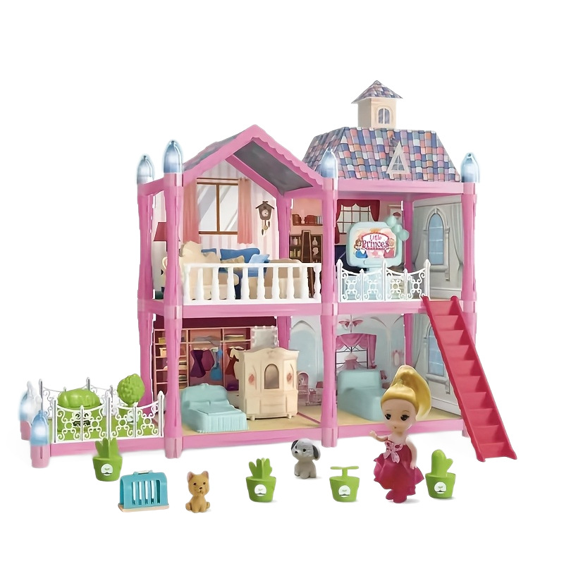 Casa de muñecas de la princesa transfronteriza castillo de la casa de muñecas de la niña juguetes de simulación de casa de ensamblaje regalo de cumpleaños para niños