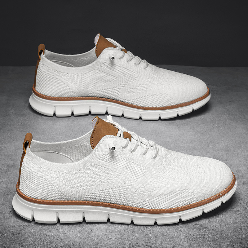 Large Size 48 Cross-Border Popular British Style Men's Shoes Summer Breathable Sports Shoes Fly Woven Mesh Shoes Running Forrest Gump Shoes