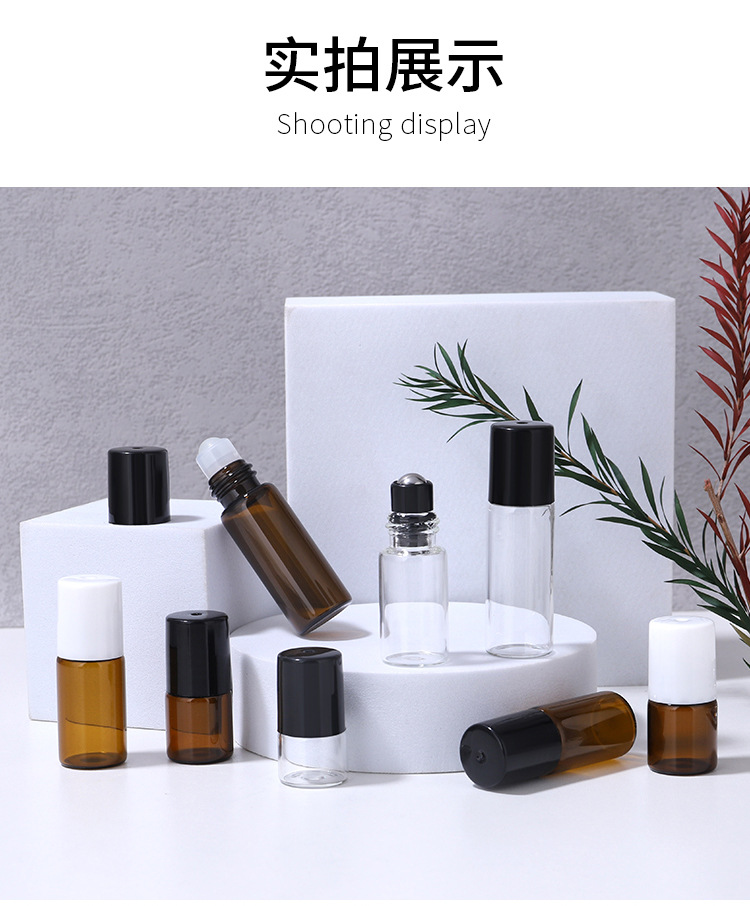 Parfüm Roll-On Mini Şişe 1ml 2ml Şeffaf Uçucu Yağ Şişesi 3ml 5ml Kahverengi Esans Dağıtım Şişesi Taşınabilir Paket