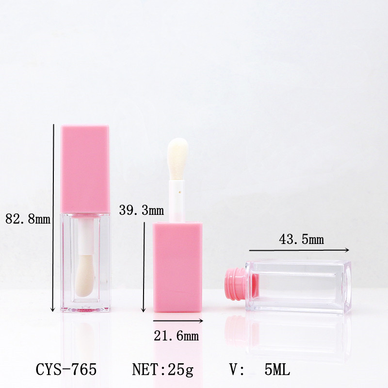 En stock gran cabeza de algodón cuadrado tubo de brillo de labios tubo vacío tubo de esmalte de labios 5ml material de embalaje cosmético fábrica al por mayor de cosméticos