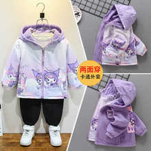 女童春秋加绒外套2025新款儿童韩版冲锋衣中大童女孩夹克洋气风衣