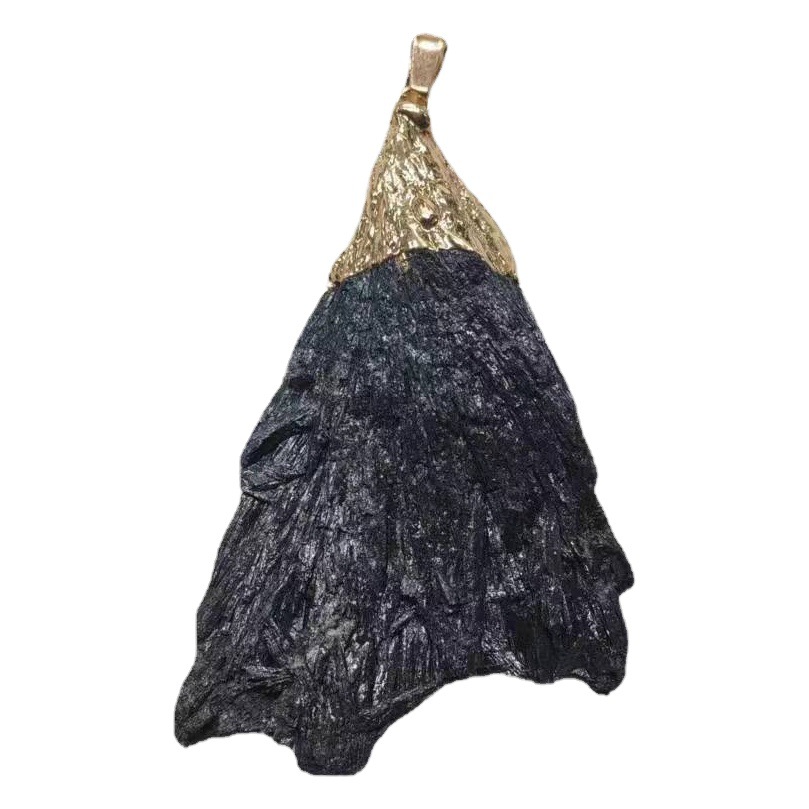 Natural Black Tourmaline Pendant Crystal Gravel Necklace Irregular diy Jewelry Accessories Black Tourmaline Original Stone Pendant