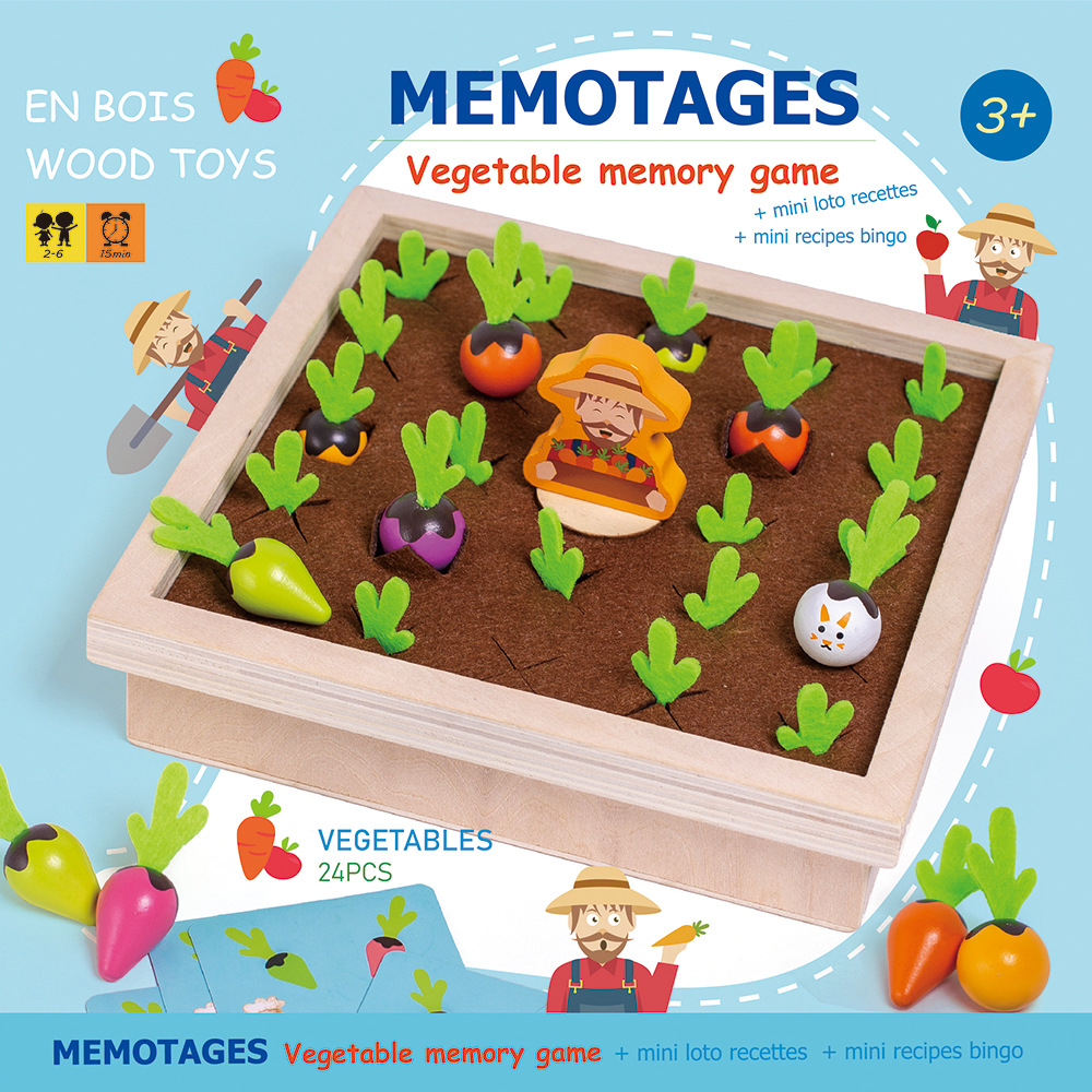 Juguetes de madera para niños, iluminación, educación temprana, juguetes educativos, vegetales divertidos, juegos de ajedrez con memoria, juegos de mesa de extracción de rábanos de granja