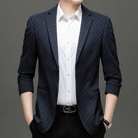 男士西装春秋季薄款爸爸装商务潮流便西上衣时尚帅气新款西服外套