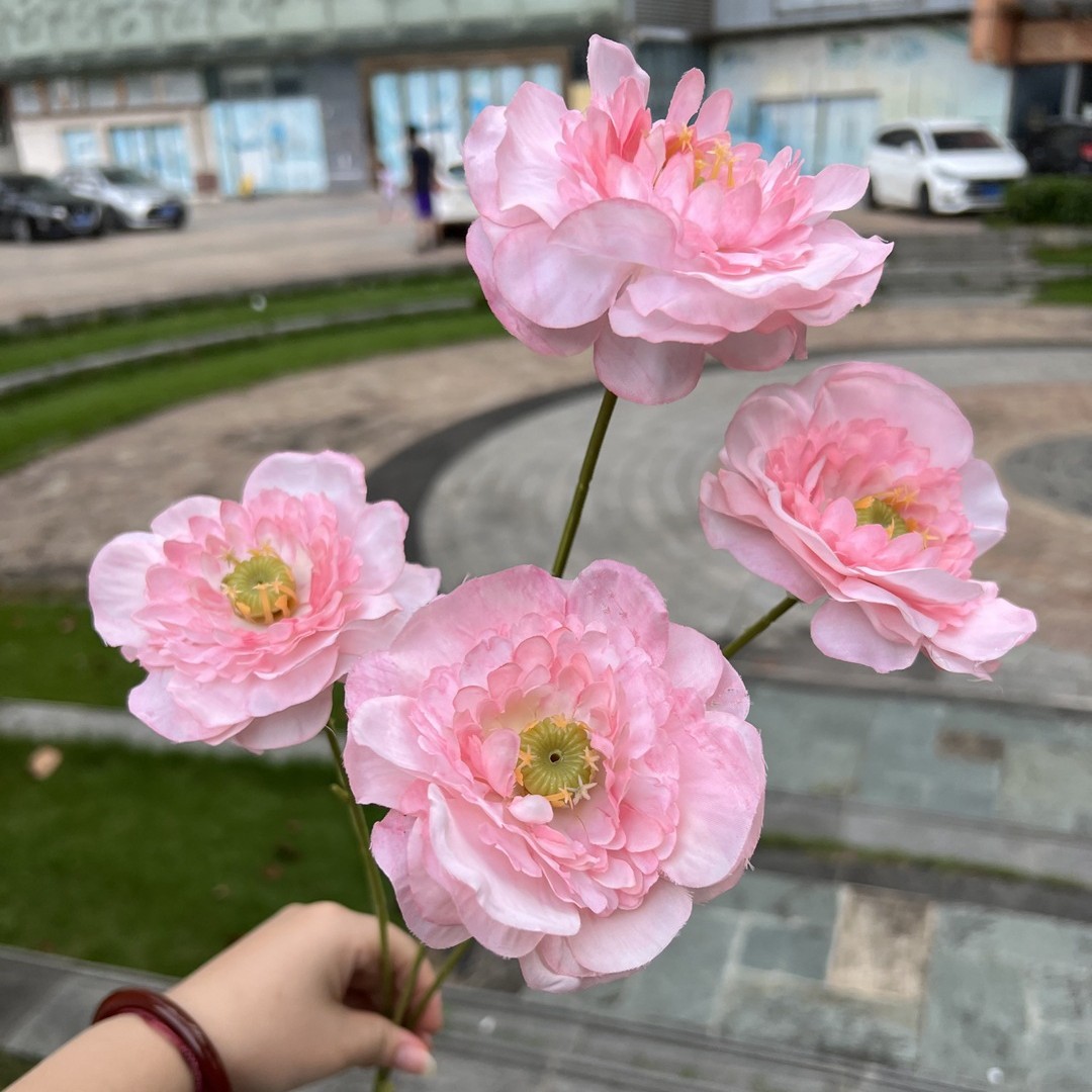 Simulación del Día de San Valentín rosa fabricante 3 sola rama multi-cabeza rosa decoración de la boda flor falsa al por mayor