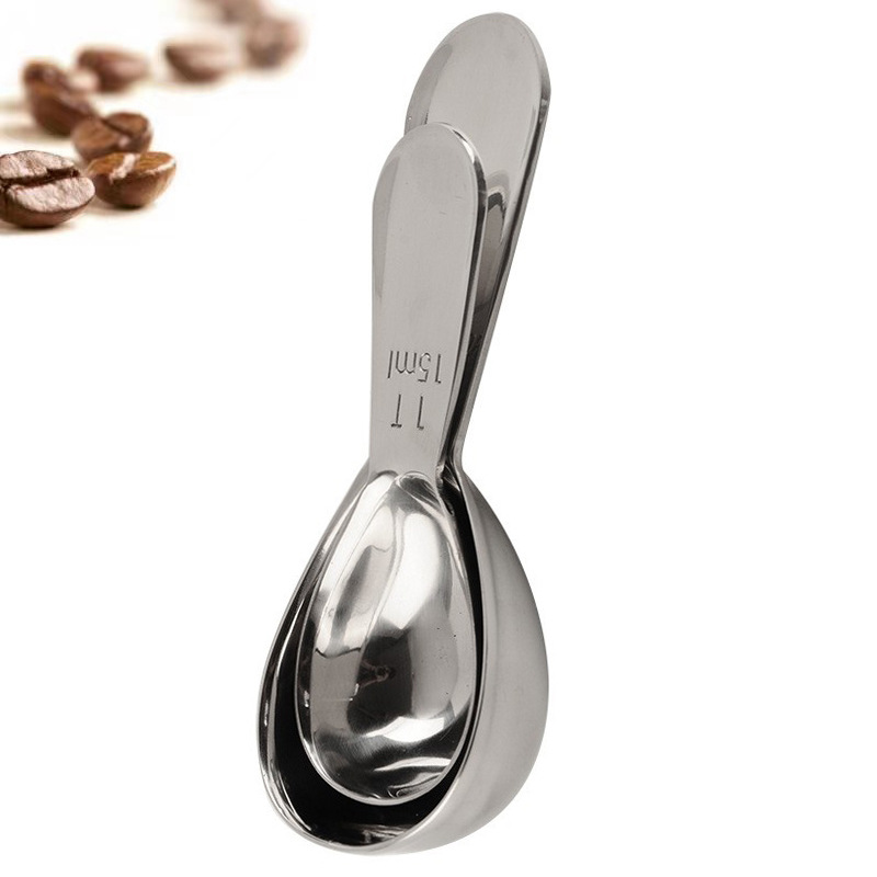 Cuchara de medición de café de acero inoxidable 304 cuchara de medición con traje de escala 15ml 30ml cuchara de medición de café de acero inoxidable
