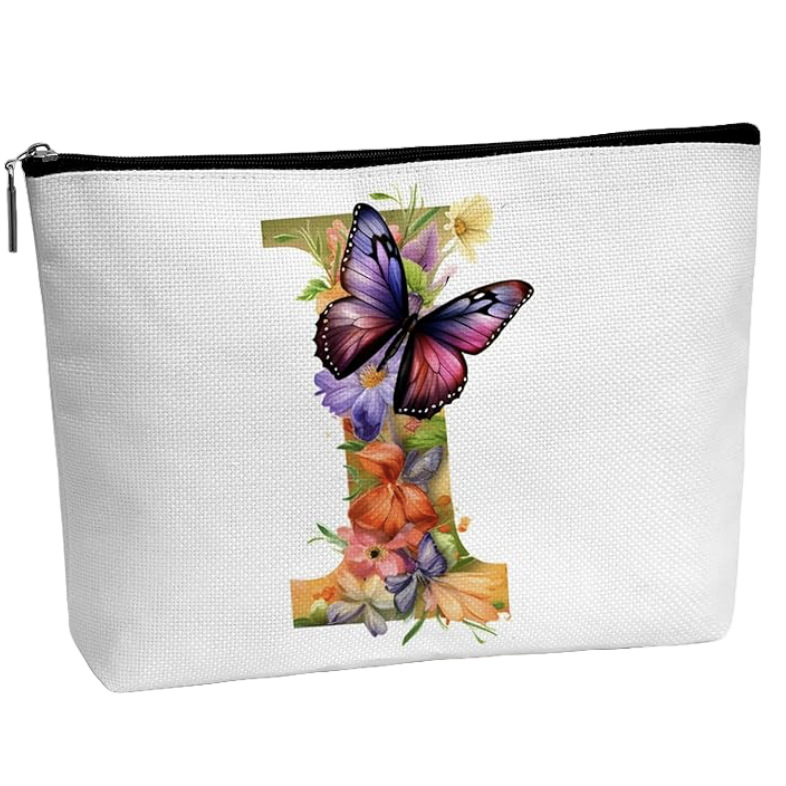 Amazon Cross-border explosiva bolsa de cosméticos para mujer bolsa de almacenamiento de viaje de flores bolsa de letras algodón y lino impresión de doble cara