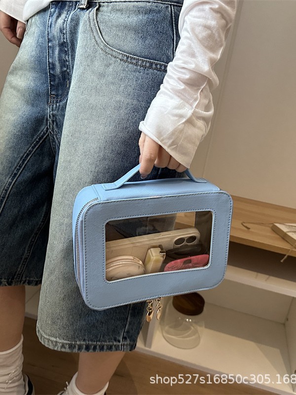 Bolso de Mano Transparente para Maquillaje de PU y PVC para Viajes y Uso Diario