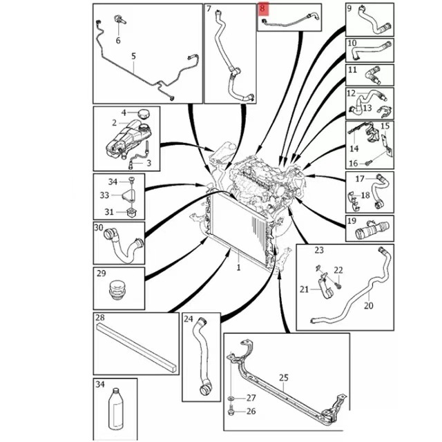 31657960 engine auxiliary kettle water pipe hose coolant water pipe suitable for Volvo V40