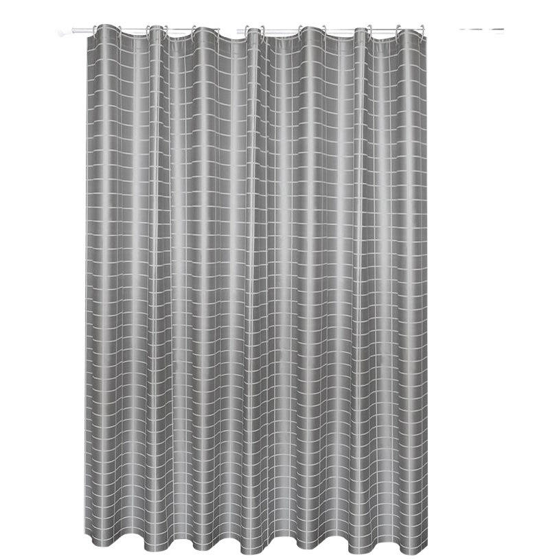 Factory wholesale elegant simple environmental protection gray plaid PEVA shower curtain hotel waterproof mildew proof partition curtain hook